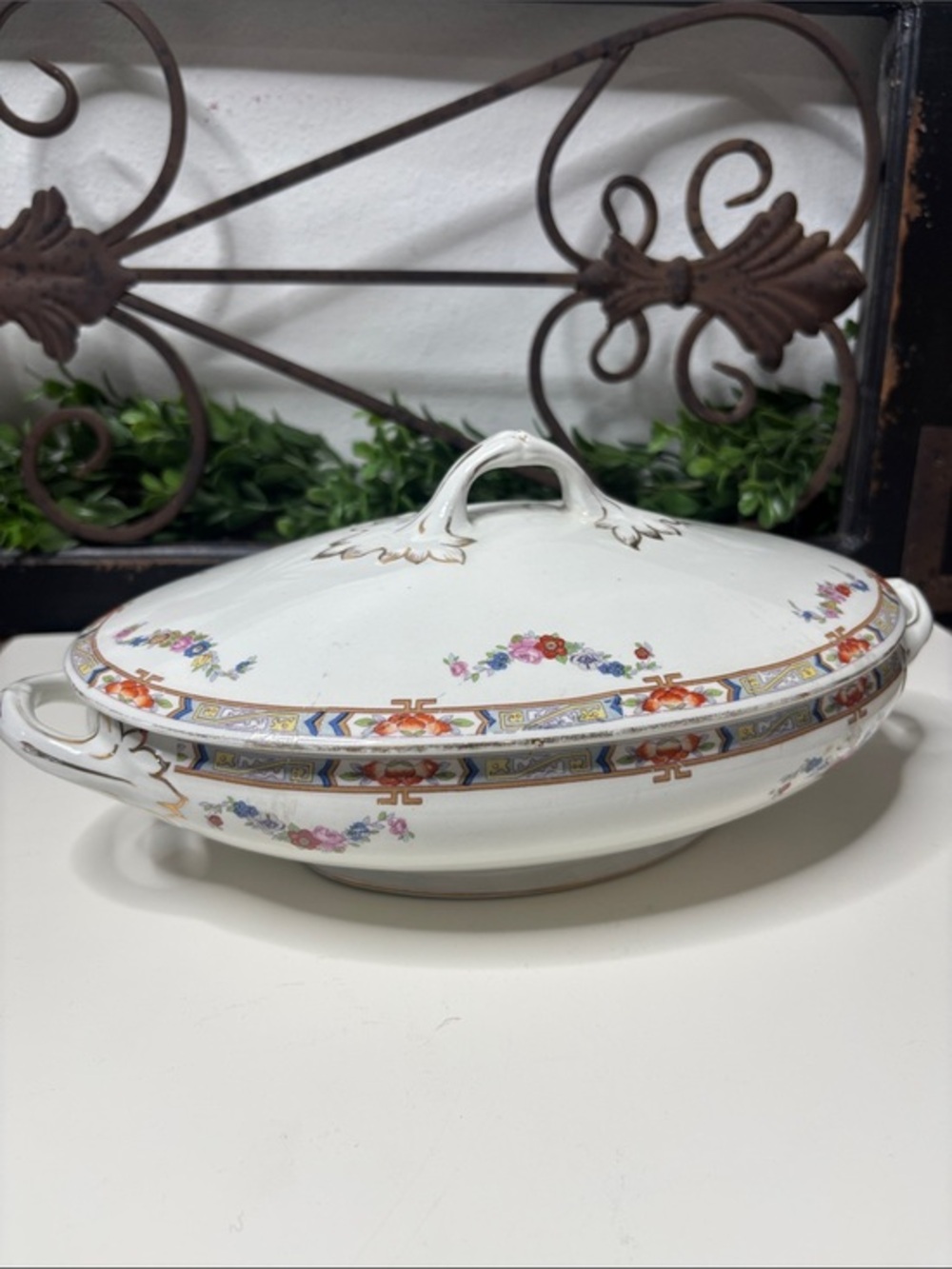 Antique Wood and Sons Covered Vegetable Dish porcelain tureen soup dish